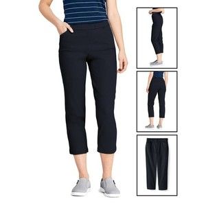 Size 12 Lands End Women's Curvy Pull On Black Chino Crop Pants